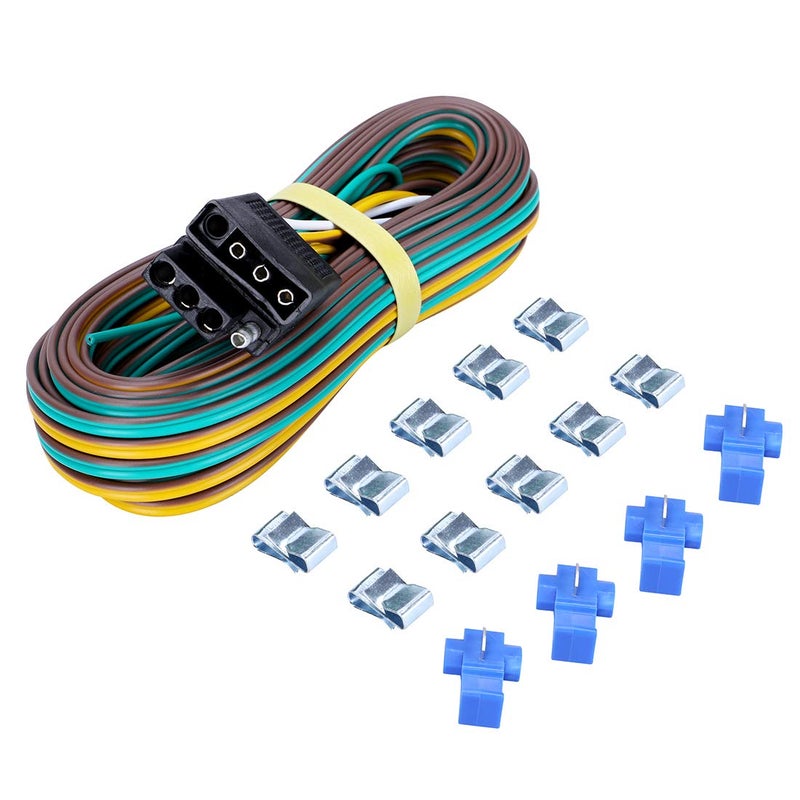 CZC AUTO Trailer Wiring Harness Kit 4-Way Wishbone Style Y Style 18AWG Pure Copper Core Color Coded Wire with Standard 4-pin Flat Plug Connector, 4' Female and 25' Male for 12V Trailer Boat - Image 1